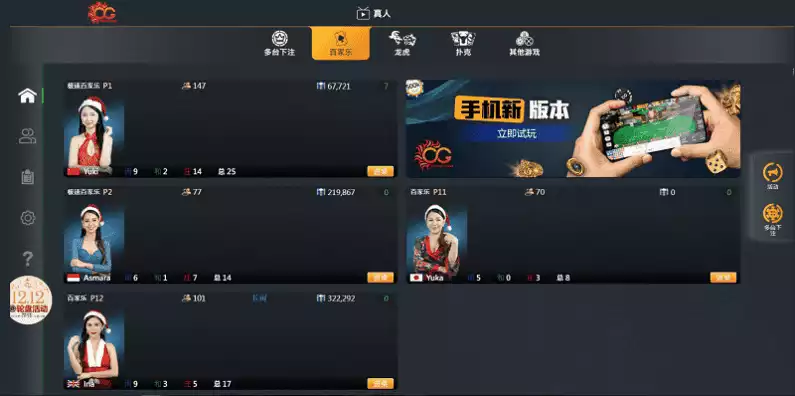 og百家樂遊戲種類