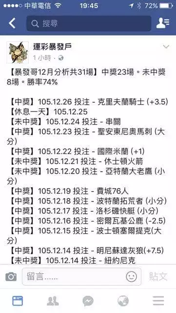 免費群組的名號吸引人 勝率紀錄截圖