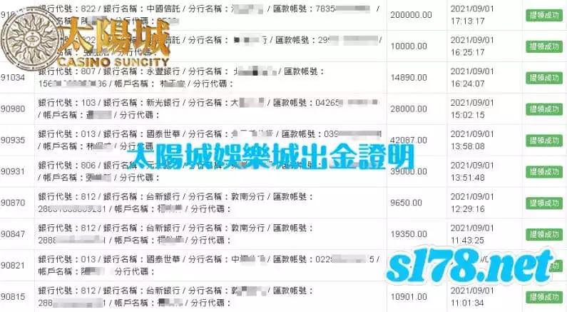 TYC娛樂城出金紀錄圖