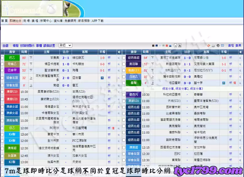 7m足球即時比分足球網不同於皇冠足球即時比分網